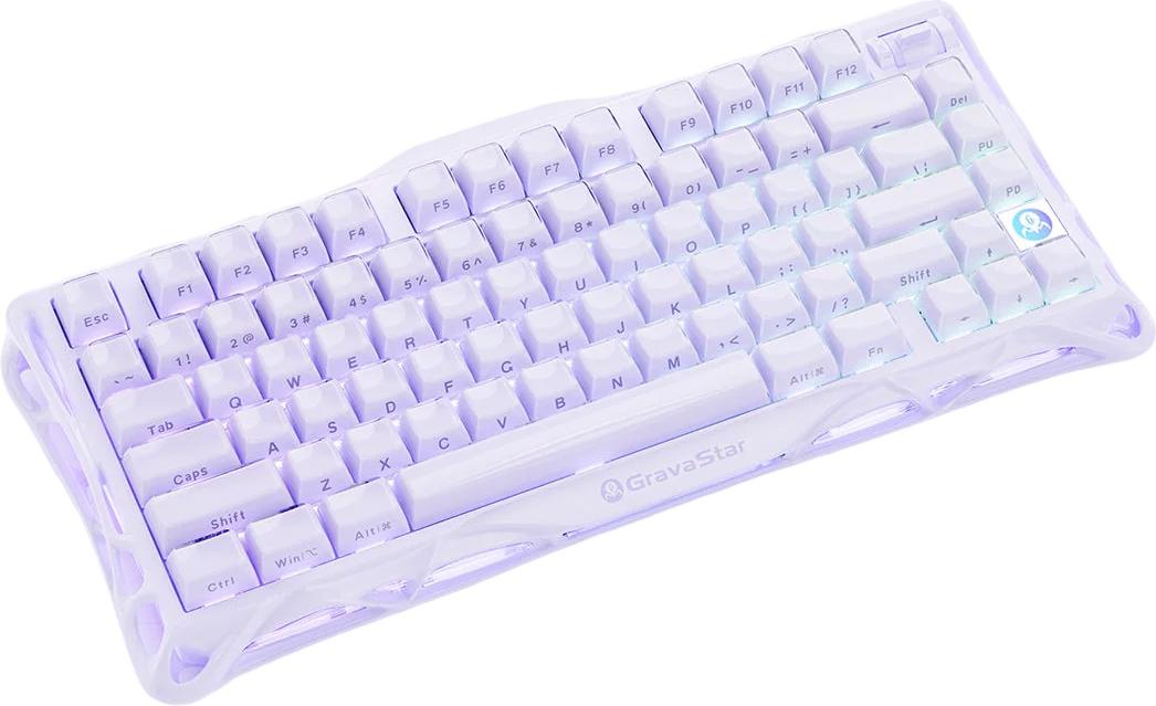 GravaStar Mercury V75 Mechanische Tastatur, Magnetic Switches, Gaming ANSI US, Lavender Purple