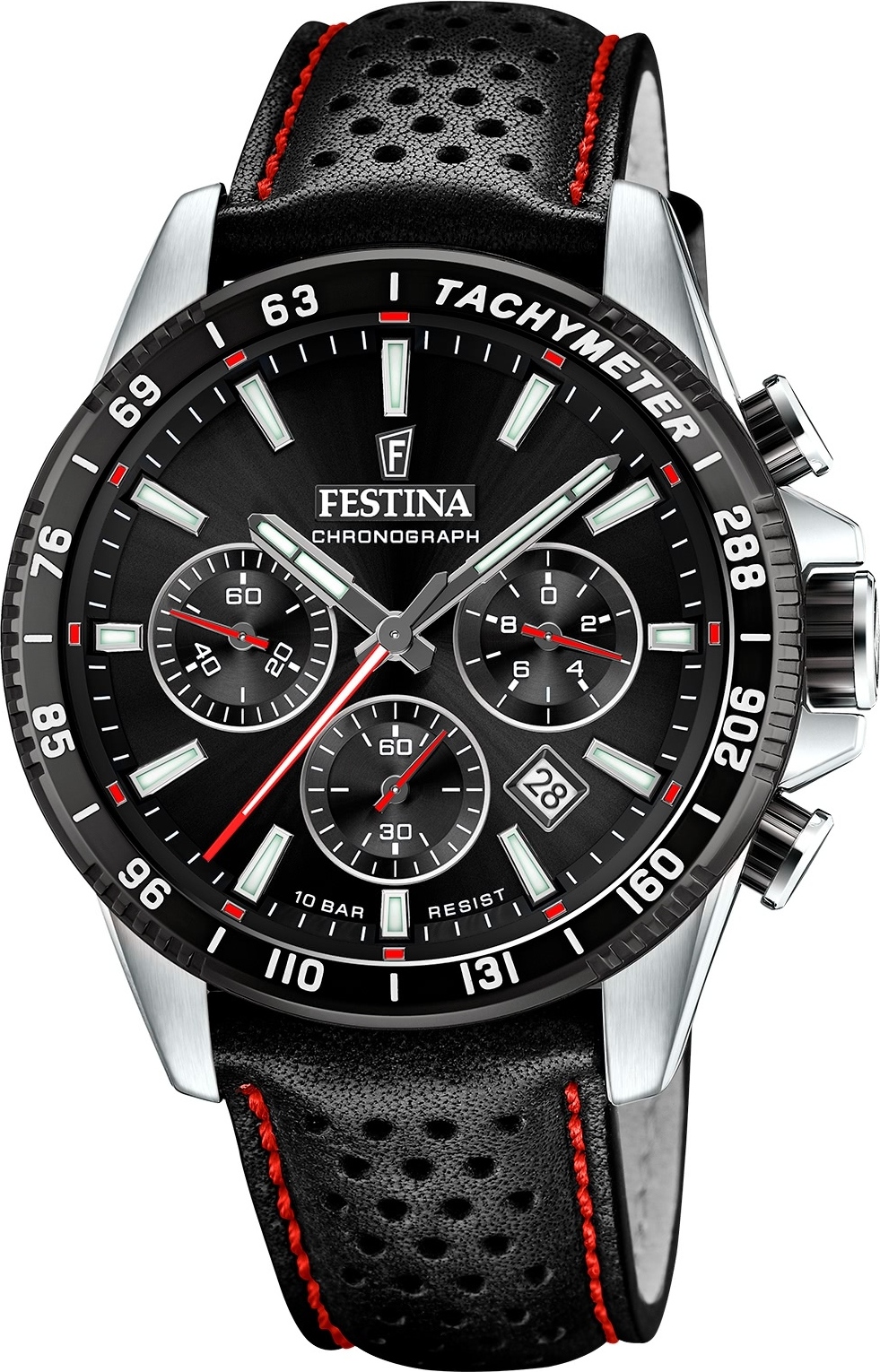 Festina kožené pánske náramkové hodinky čierne Elegantné D2UF20561/4