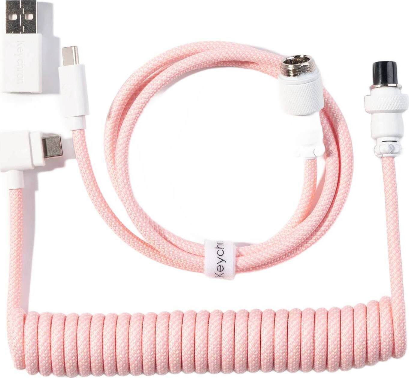 Keychron Coiled Aviator Cable - Spiralkabel fr mechanische Tastatur Hellrosa - Gewinkelte