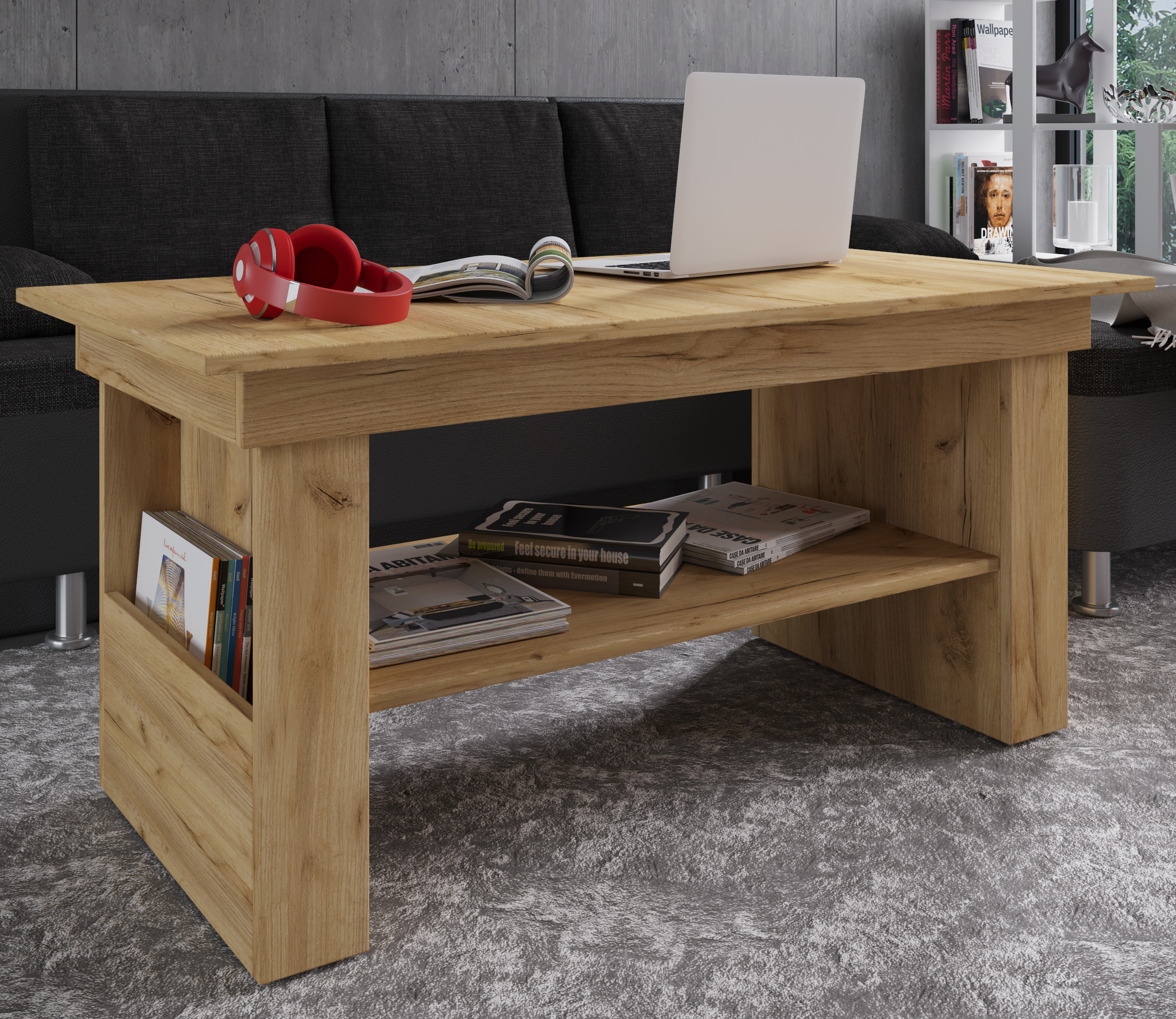 VCM Holz Couchtisch schlicht | Maße ca. H. 52 x B. 115 x T. 58 cm | Wohnzimmertisch - Kobila höhenverstellbar ausziehbar 56-915190