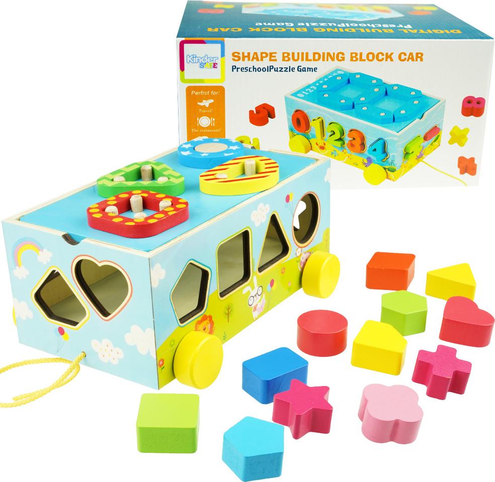 KinderSafe Holzauto-Sortierer Figuren Blöcke bunt lehrreich