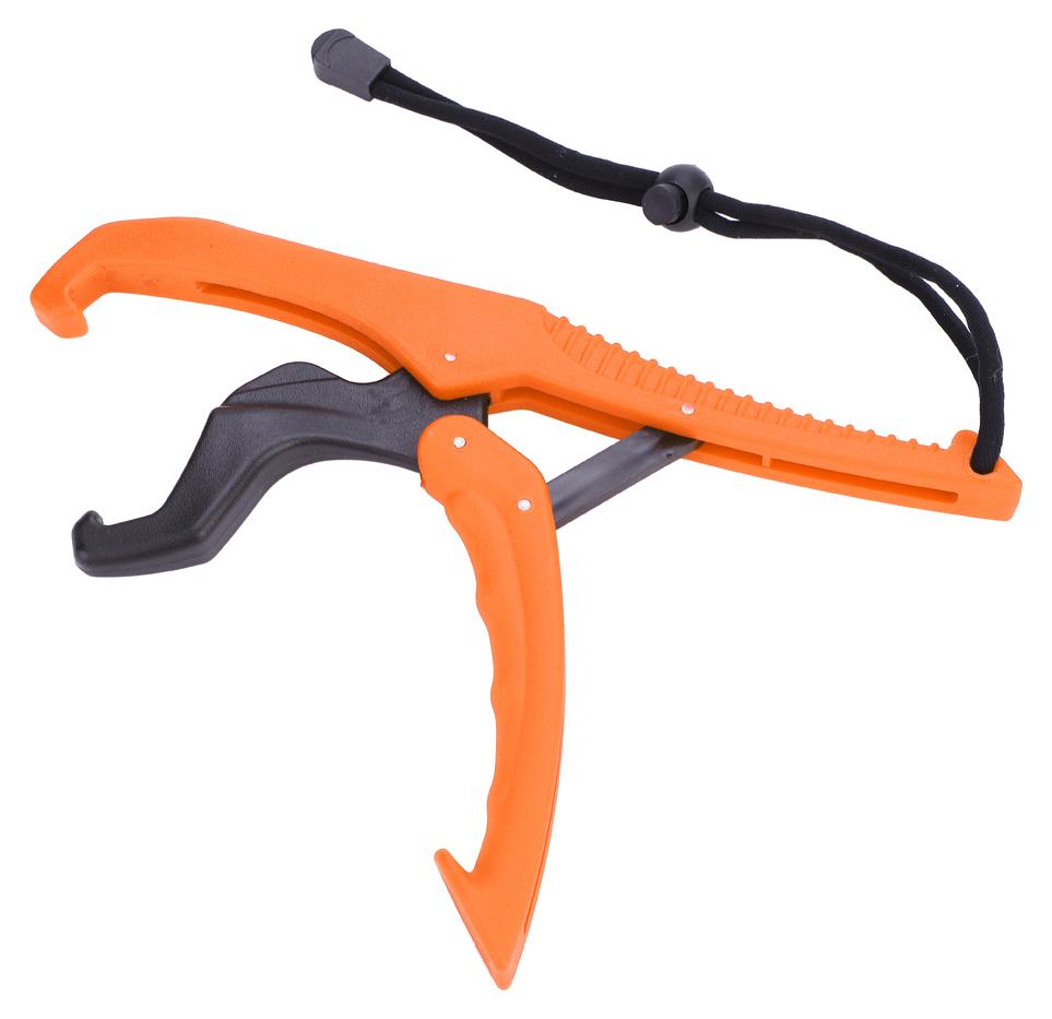 Gistuch Angelgreifer-Ausrüstungswerkzeug, ABS-Griff, Tackle-Halter, Fischklemme mit verstellbarem Seil (Orange, L)