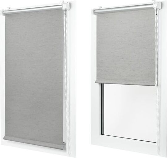 Mako | Rollo - Verdunklungsrollo Klemmfix - 65x120 cm - Hellgrau - 100% Blackout - Energieeffizient - Ohne Bohren
