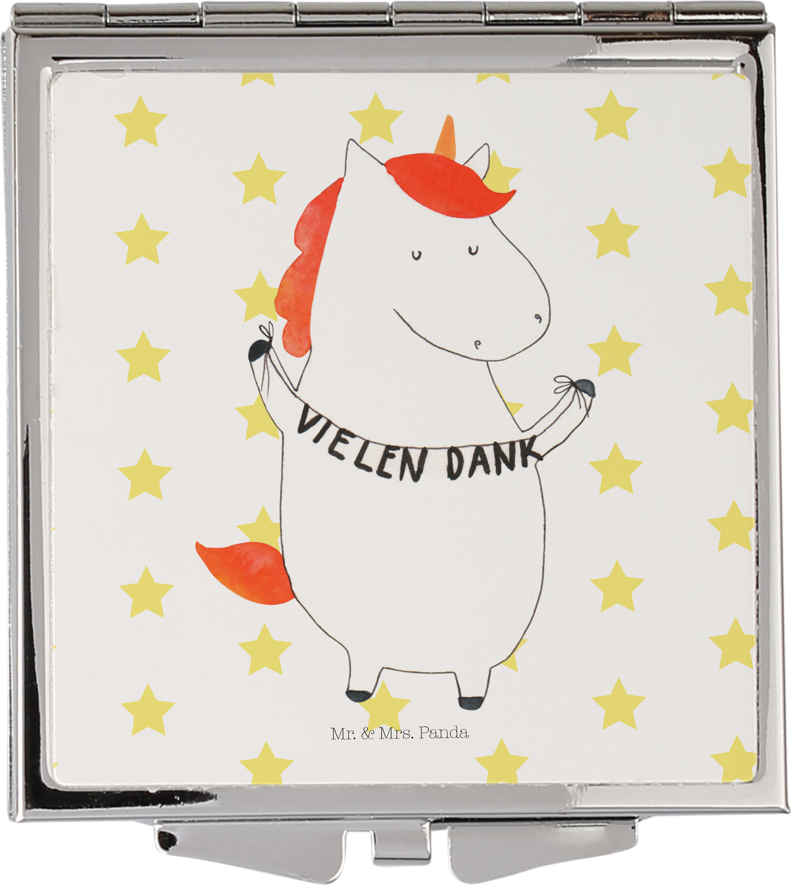 Mr. & Mrs. Panda Schminkspiegel Einhorn Dankeschön - Weiß - Geschenk, Handspiegel, Unicorn, Kleiner Spiegel, Frauen, Vielen Dank, Danksagung, Mini, Kosmetikspiegel, Danke PD-908003-STANDARD