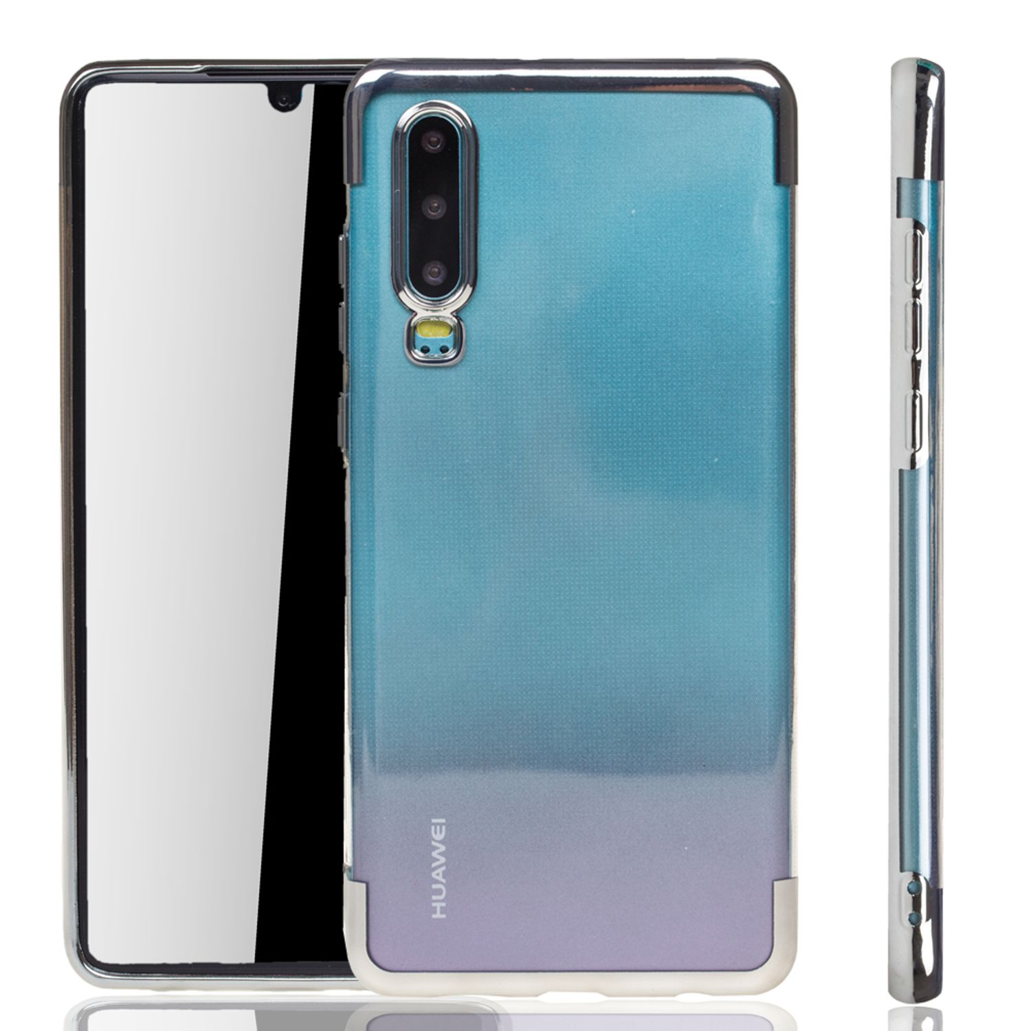 Puzdro na mobilný telefón pre Huawei P30 Silver - Clear - TPU silikónový zadný kryt v transparentnej striebornej farbe
