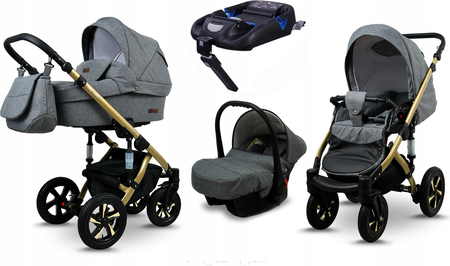 BabyLux Sky Lark | 4in1 Kinderwagen Set | Grey Flex | Kombikinderwagen | Kinderwagenset | Isofi