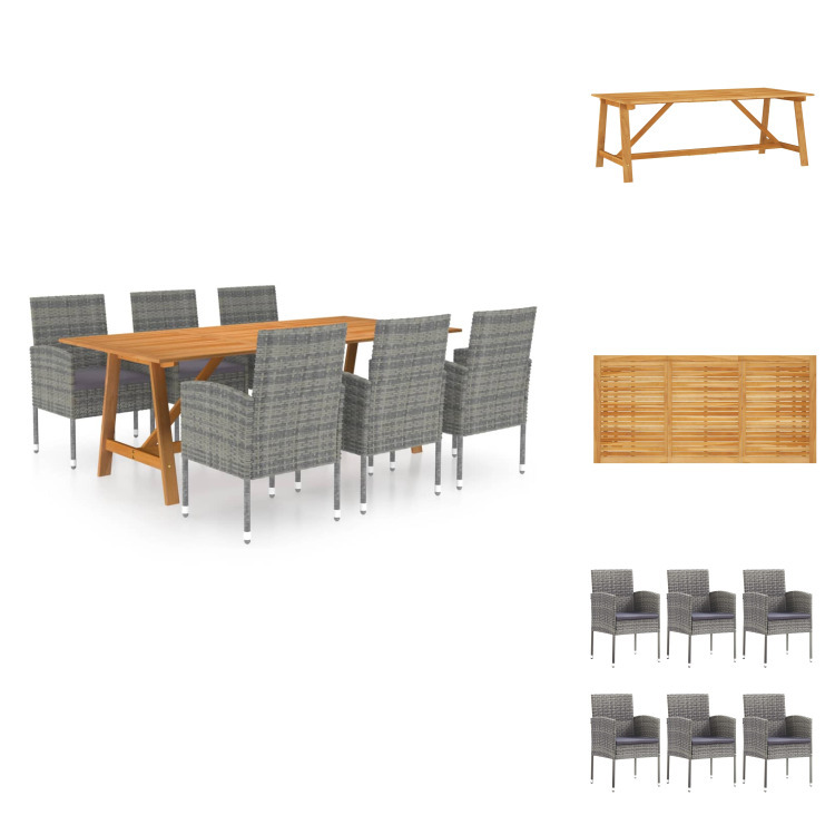 vidaXL 7-dielny záhradný jedálenský set sivý - Záhradné nábytkové zostavy