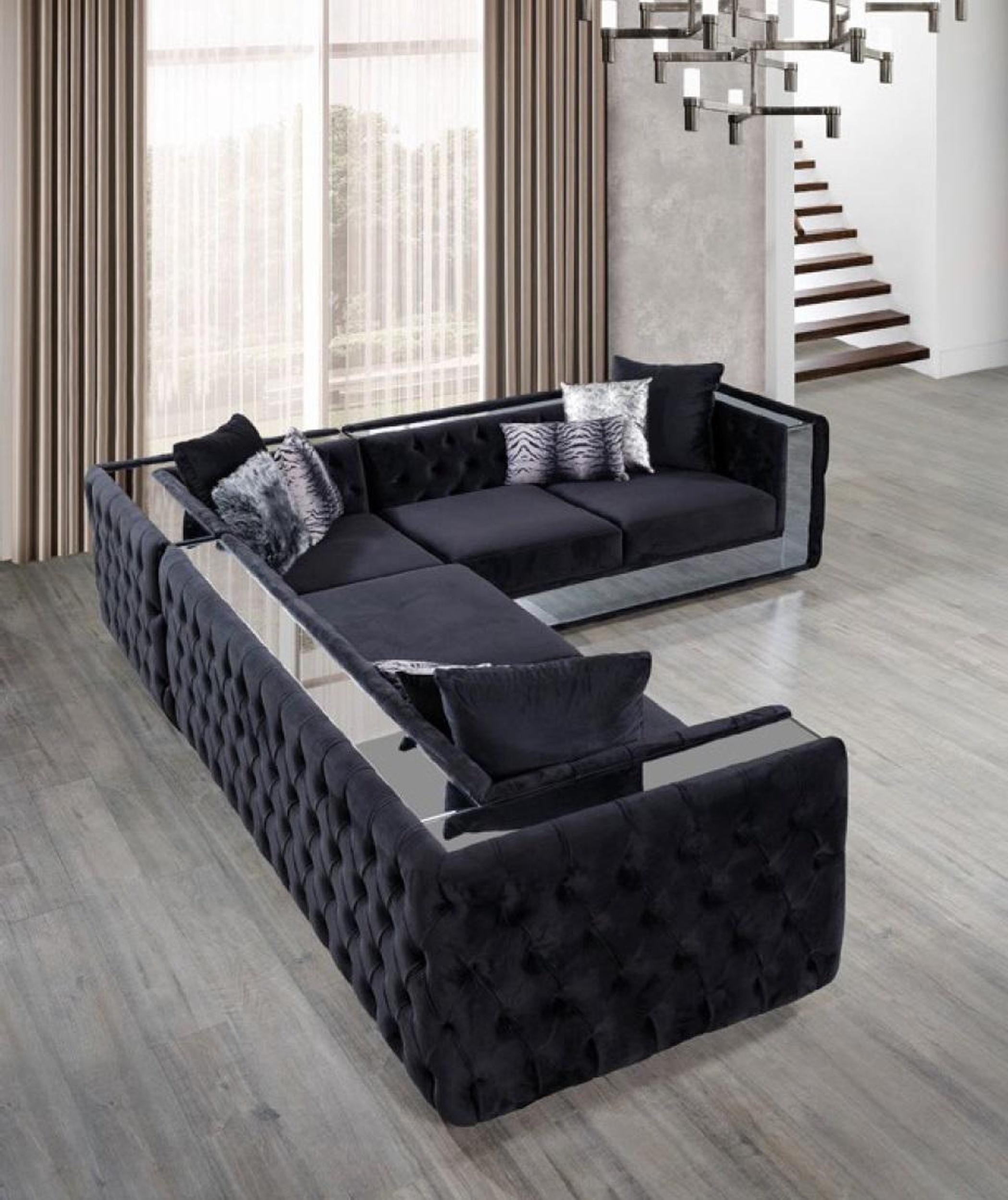 Schwarz Chesterfield Polstersofa Sofa Ecksofa Garnitur Polster Luxus Ecke Sofas