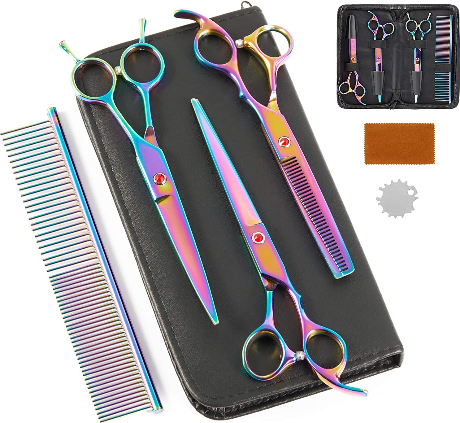 Korbi | Friseurscheren Set 7,0 - Edelstahl - Ergonomisch - Inkl. Etui und Pflegezubehör