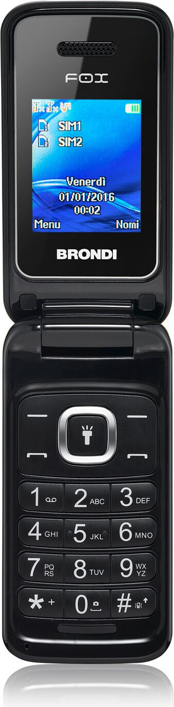 Brondi Fox, Flip, Dual SIM, 4,5 cm (1.77"), 1,3 MP, 600 mAh, Čierna