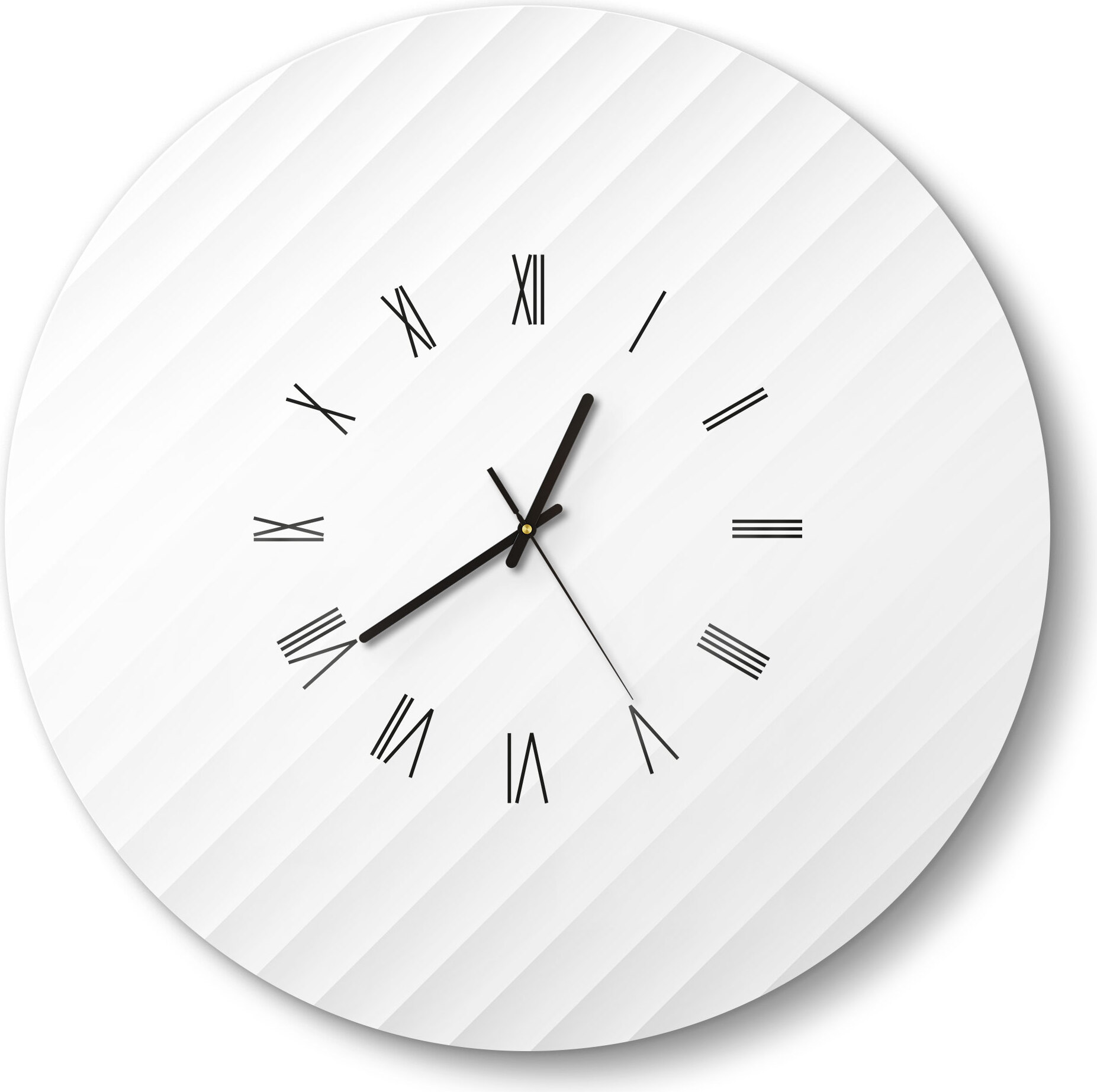 DEQORI Glasuhr Ø50 cm Römisch 'Diagonale Erhebungen' Wanduhr Glas Uhr Design leise WC-D50-R-1669