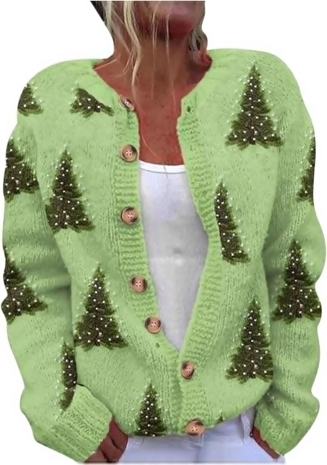 Pull / Cardigan Vintage Vert - Style Décontracté Pour Noël Ou Nouvel An (occasion, Taille XL)