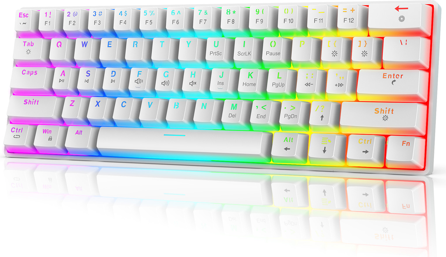 Douself HXSJ V900 mechanische Tastatur, kabelgebundenes Gaming, farbenfrohes Gaming mit Hintergrundbeleuchtung, 61 Tasten, roter Schalter, kompakte Tastatur