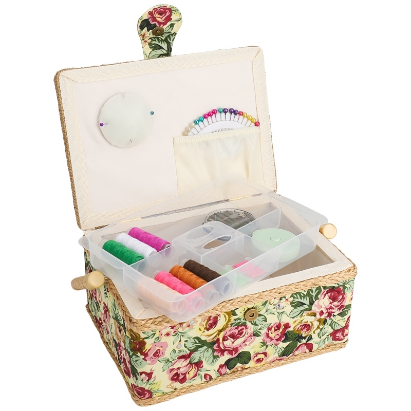 Nähkorb Mit Nähzubehör - Vintage Nähkasten Mit Tragegriff | Florales Design Garden Rose