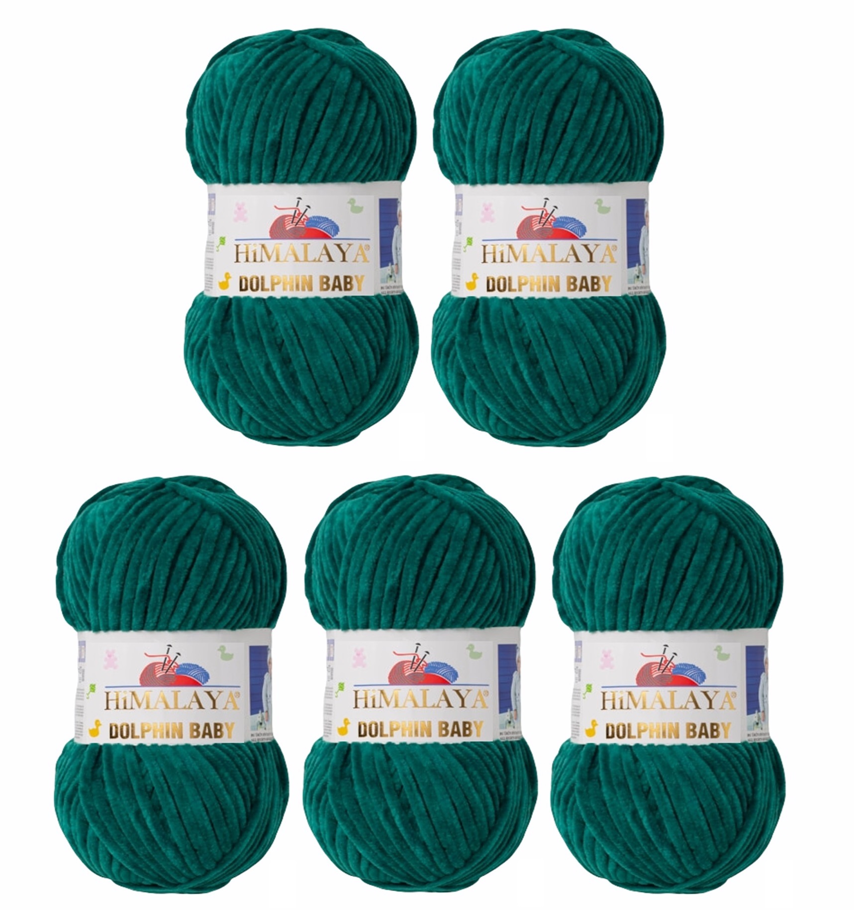 5 x Himalaya Dolphin Baby Wolle Garn Baumwolle Strickwolle zum Stricken häkeln 80331 Smaragd Grün