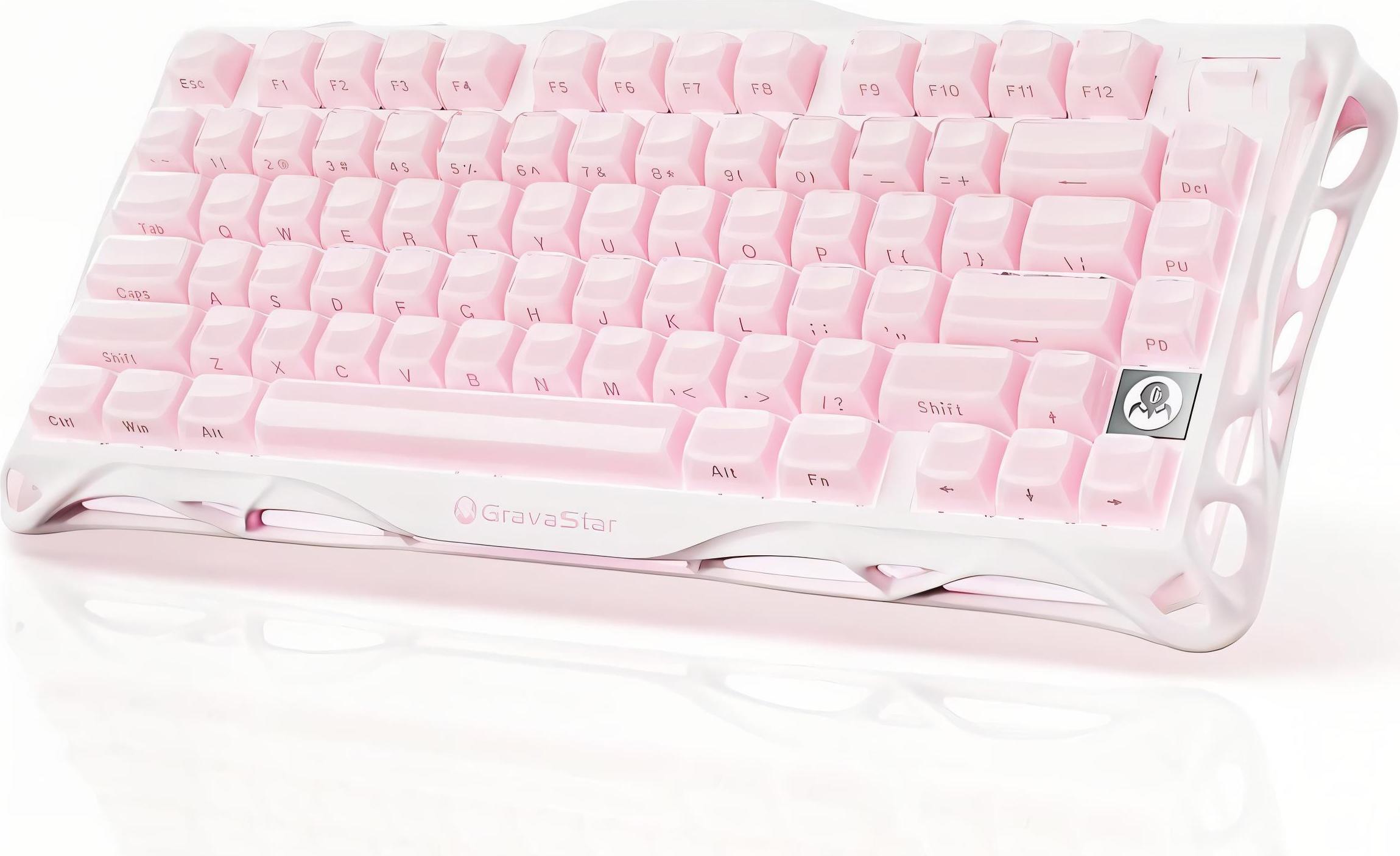 GravaStar Mercury K1 Kabellose Mechanische Tastatur, Gaming ANSI US, 2.4 GHz und Bluetooth, Sakura Pink