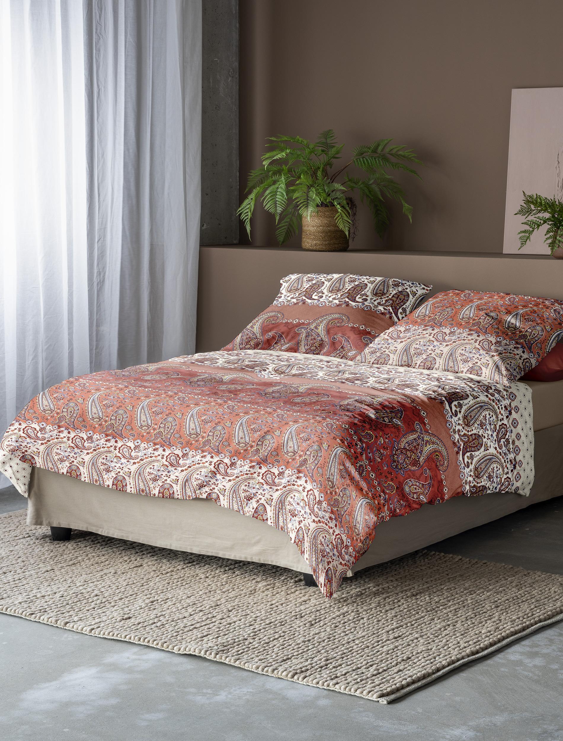 Irisette GmbH & Co. KG Irisette Mako-Satin Bettwäsche-Garnitur Sky 8507 Farbe rot Größe 140x200+70x90cm