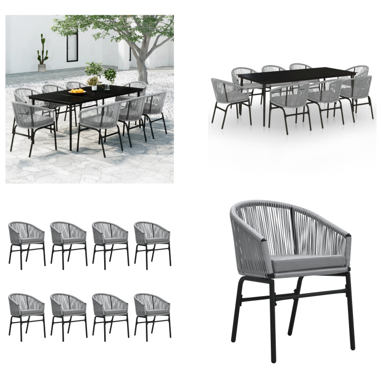 vidaXL 9-dielny záhradný jedálenský set sivý - Záhradný jedálenský set - Záhradné jedálenské sety - Jedálenský set - Jedálenský set na terasu