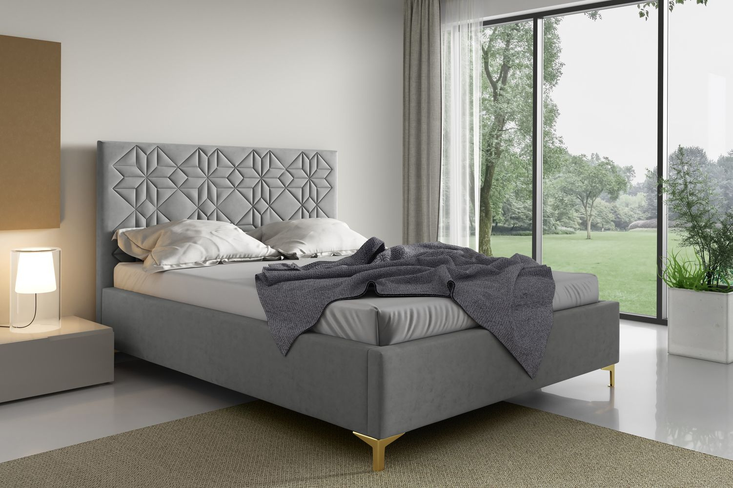 Čalúnená posteľ 160x200 ODETA 1 - svetlo šedá