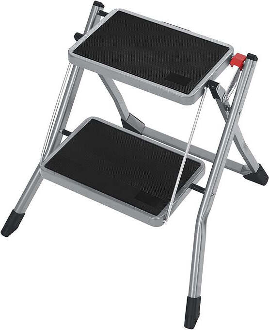 Rootz Living Rootz Trittleiter – Trittleiter mit 2 Stufen – klappbare Trittleiter – tragbare Trittleiter – Küchen-Trittleiter – Badezimmer-Trittleiter – leichte Trittleiter – Grau/Schwarz