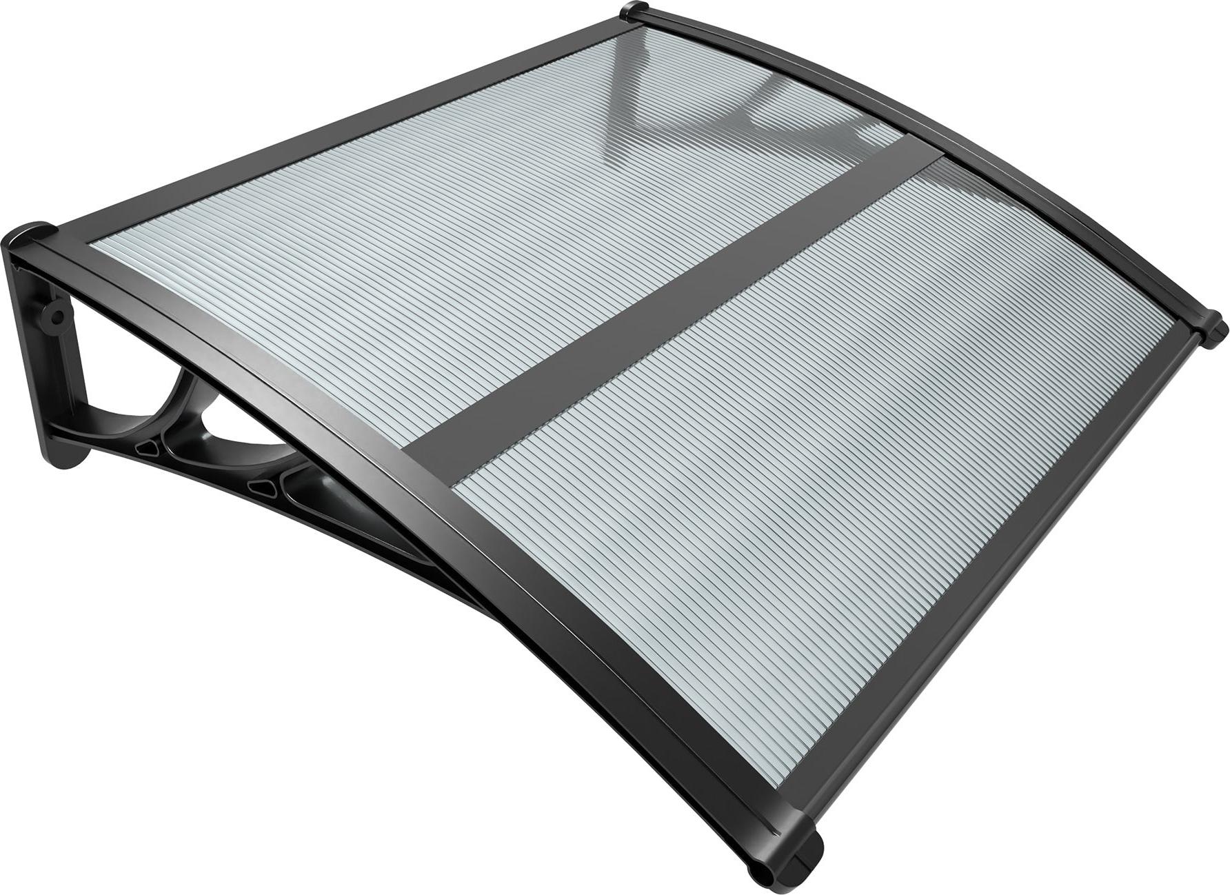 VOUNOT® Vordach für Haustür, 100 x 80 cm Pultbogenvordach Anthrazit VOUNOT Vordach