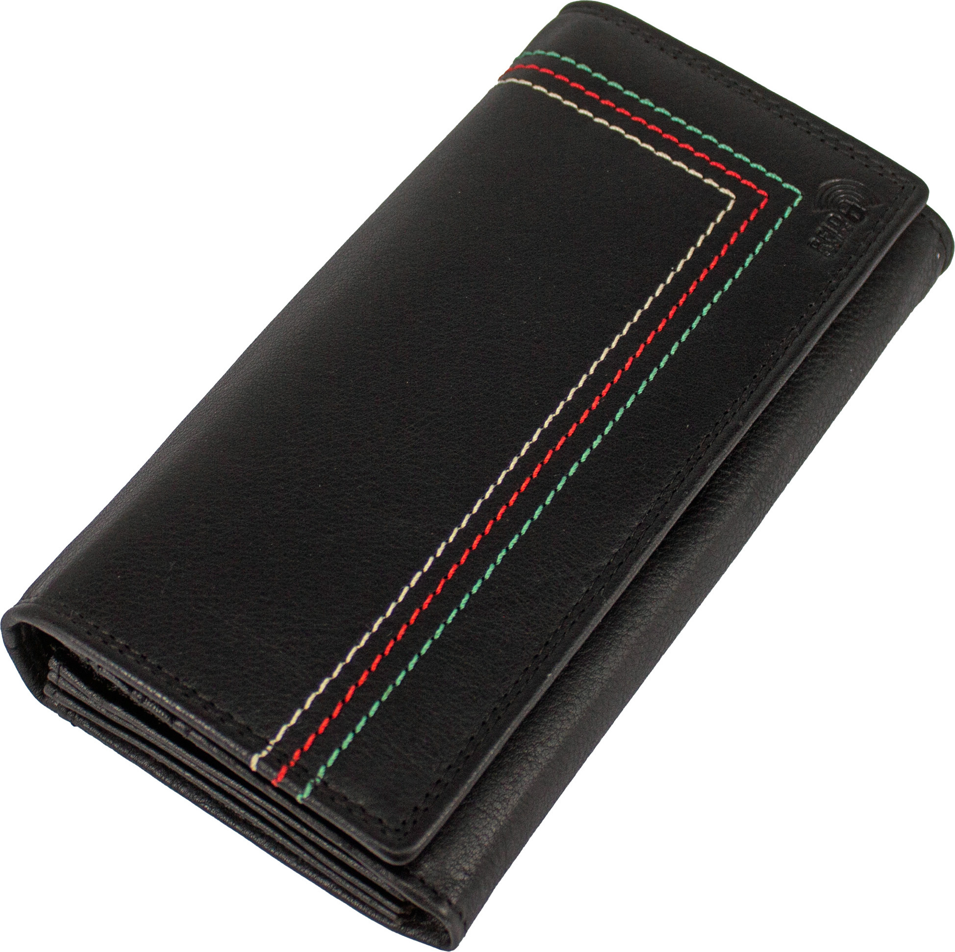 Rundumok Vintage Damen Portemonnaie Groß Geldbörse aus Echtleder - RFID-Schutz, Lederbörse, Schwarz sw-1063