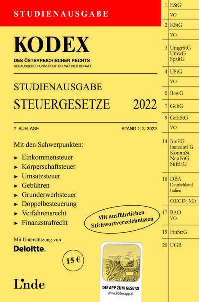 Linde Verlag KODEX Studienausgabe Steuergesetze 2022: Studienausgabe (Kodex des Österreichischen Rechts)
