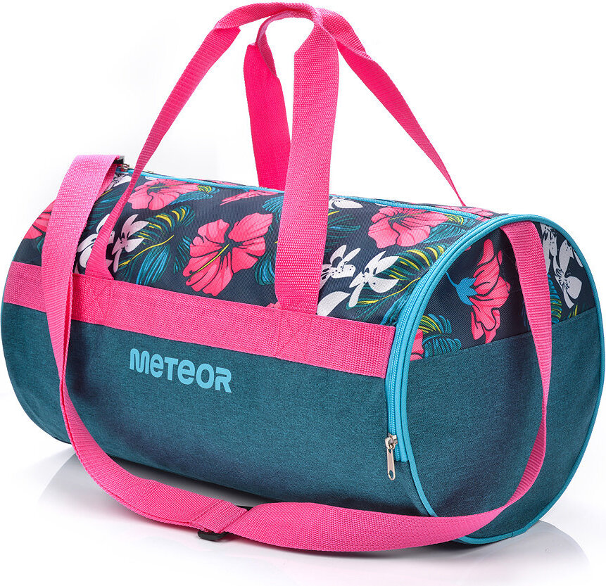Sporttasche, Fitnesstasche, Trainingstasche Meteor Siggy 25L rosa / dunkelblau Blumen 10118