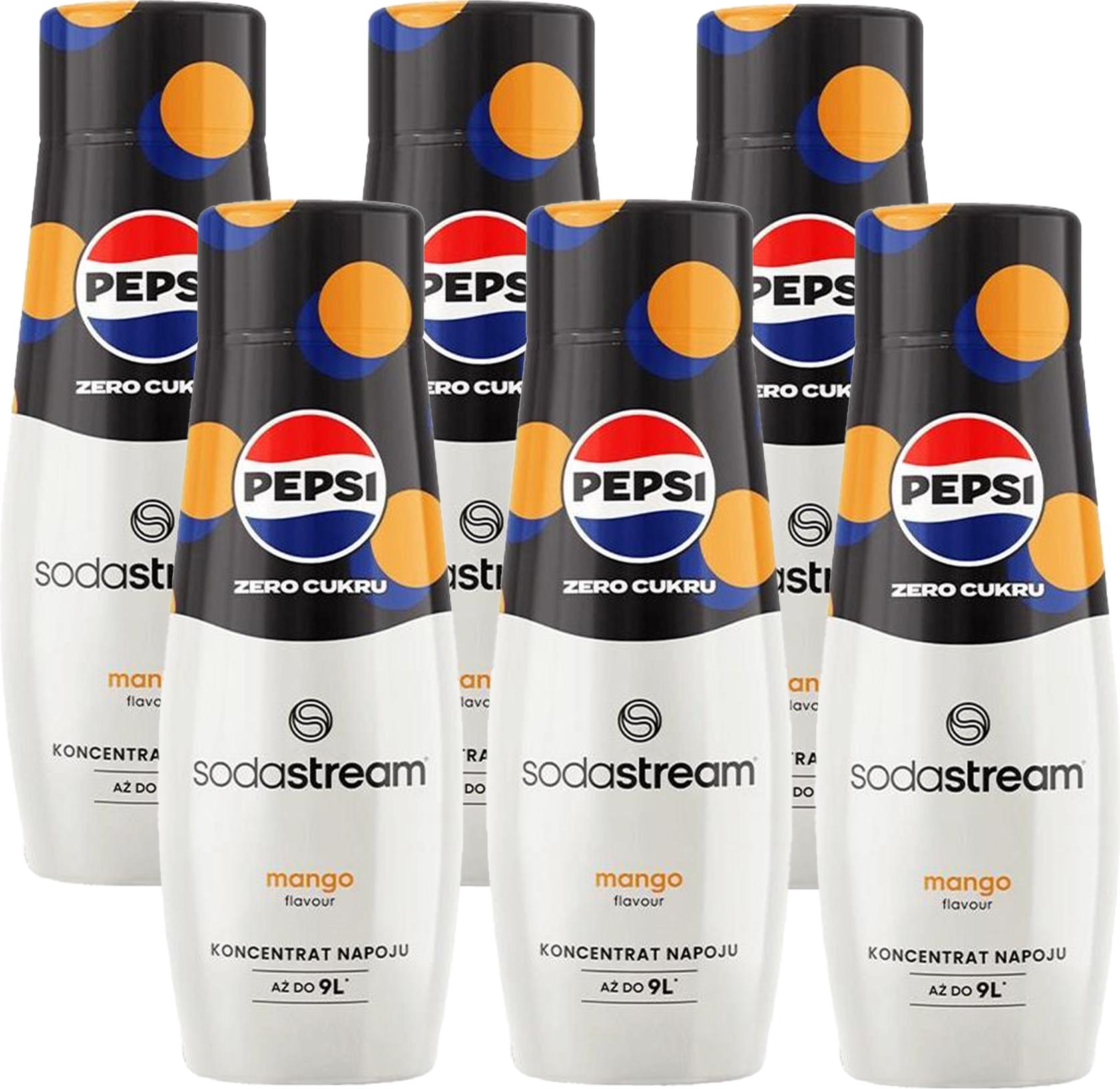 Sada 6 sirupov pre výrobník sódy SODASTREAM PEPSI MAX MANGO 440 ML