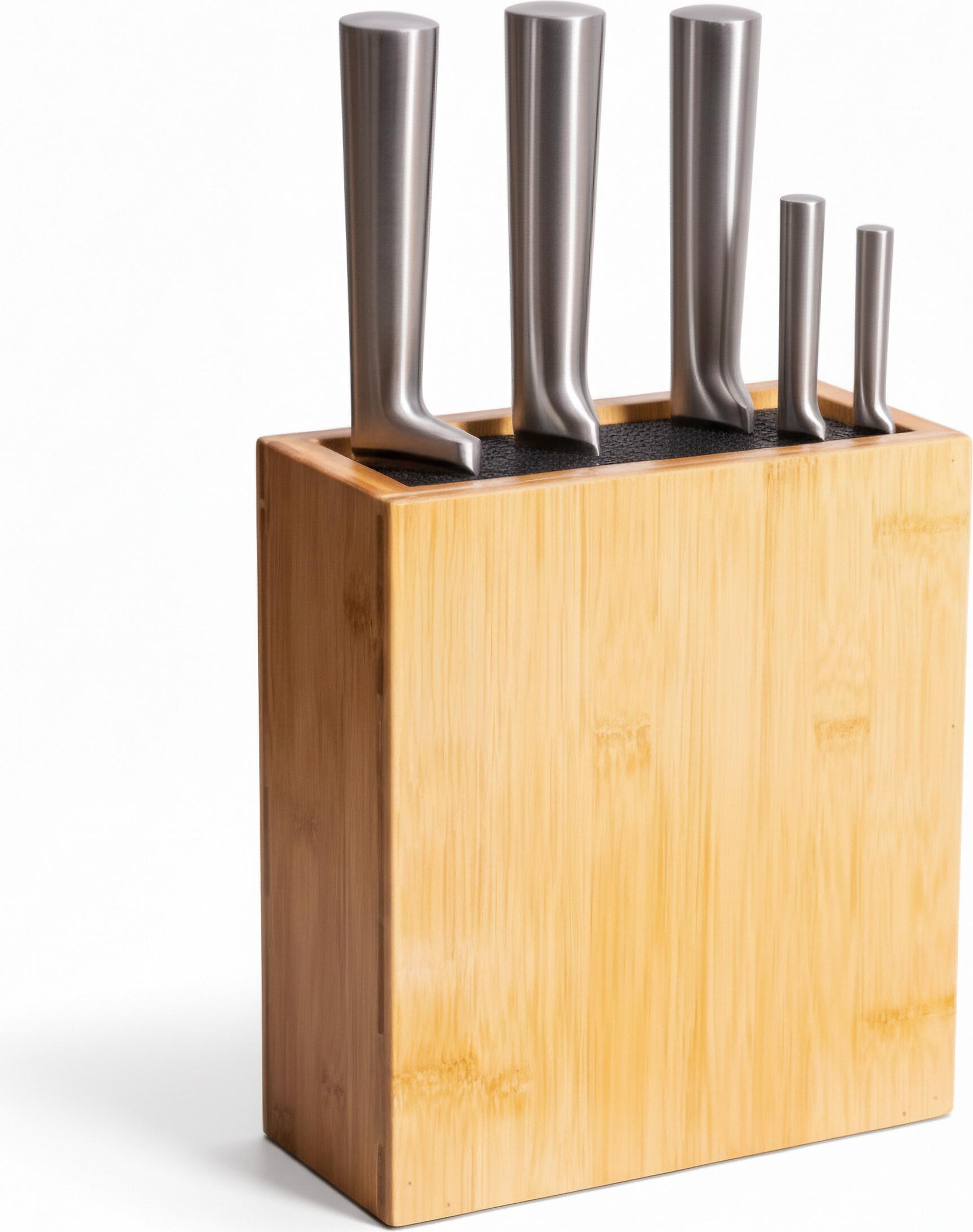 relaxdays Messerblock Bambus mit Borsteneinsatz 10051768_0