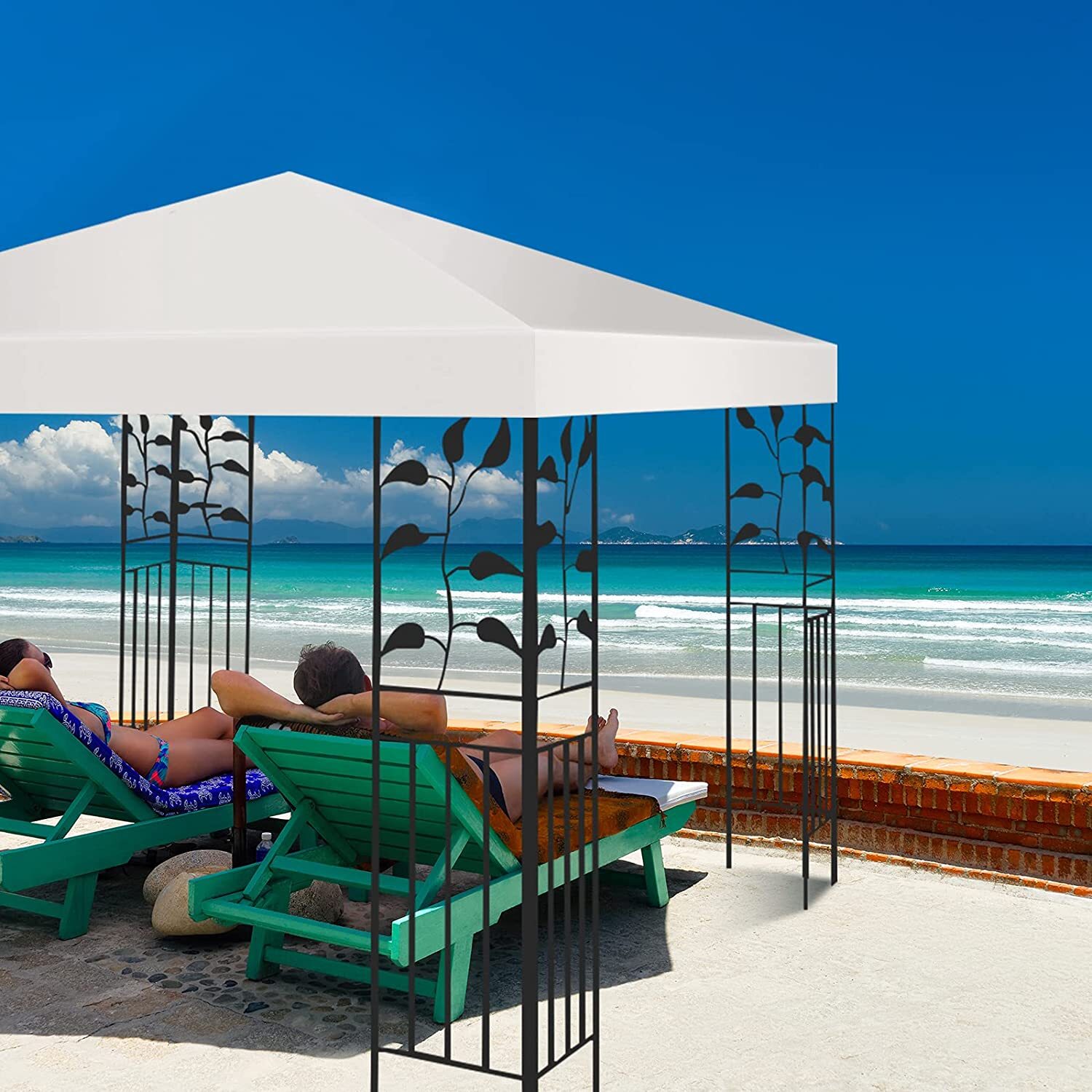 Dreamade 3 x 3 Meter Pavilliondach Beige, Ersatzdach für Pavillion, Dachbezug Dachplane für Faltpavillion Zelt QR5834DGDE-GM