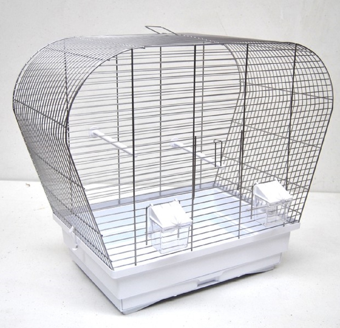 Ollesch Vogelkäfig Vogelheim für Sittiche chrom weiß 60 cm