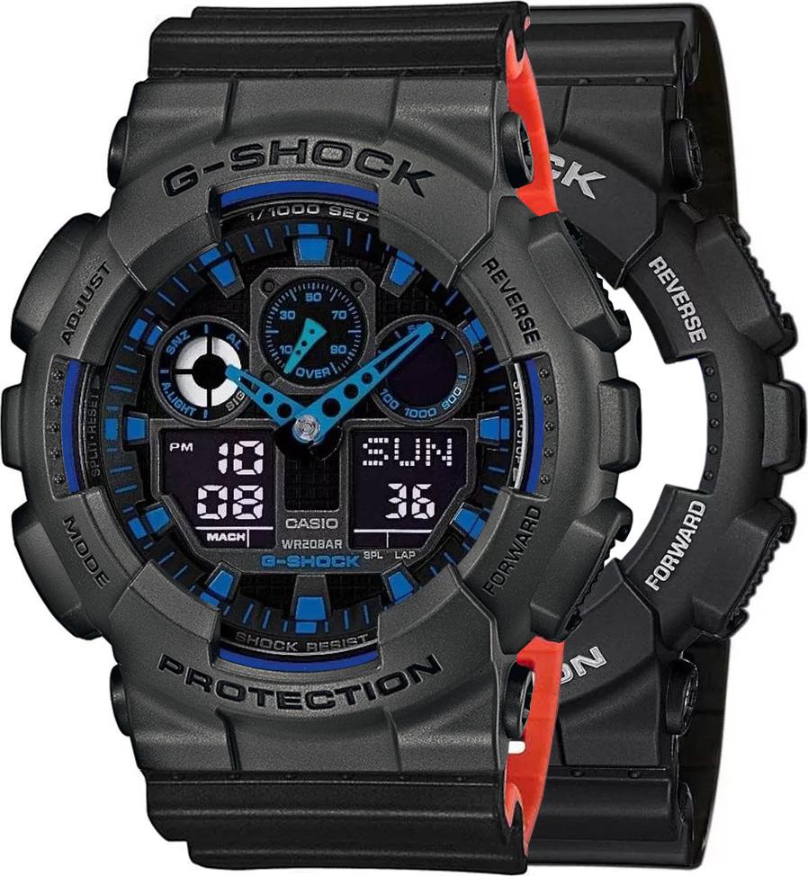 Zegarek Casio G-Shock SET GA-100-1A2ER + BEZEL 10467795 + PASEK 10577142 20BAR