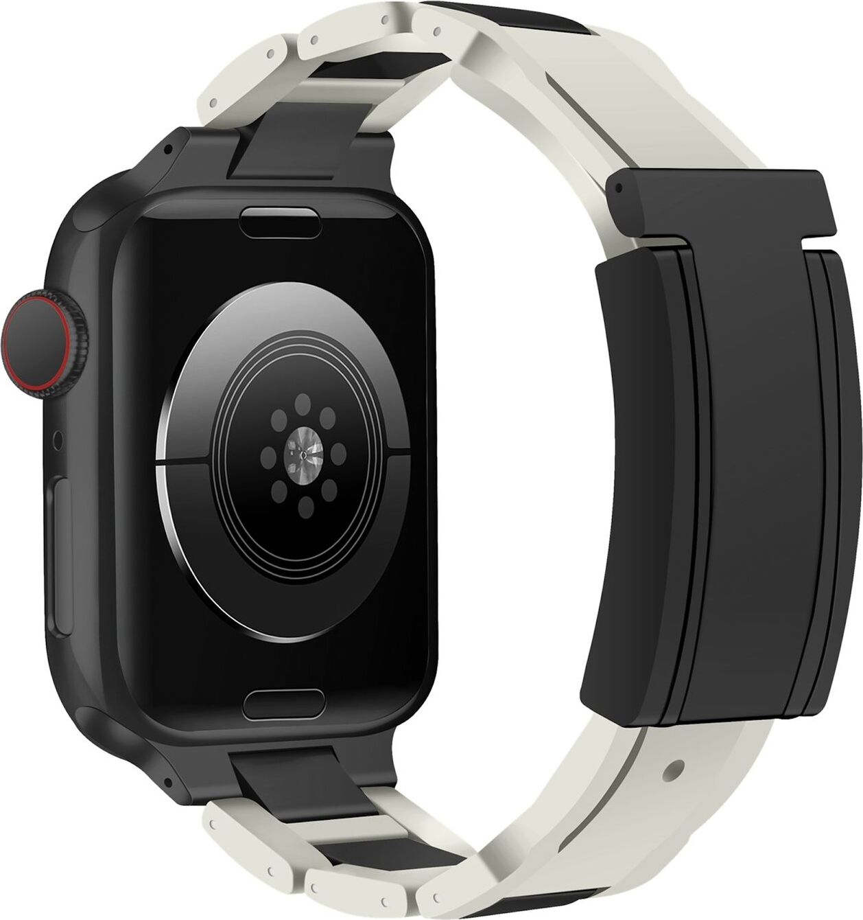 Pre Apple Watch Series 10 42mm / 9 8 7 41 / 6 SE 5 4 40mm Design Magnetická pracka z nehrdzavejúcej ocele Remienok béžová / čierna