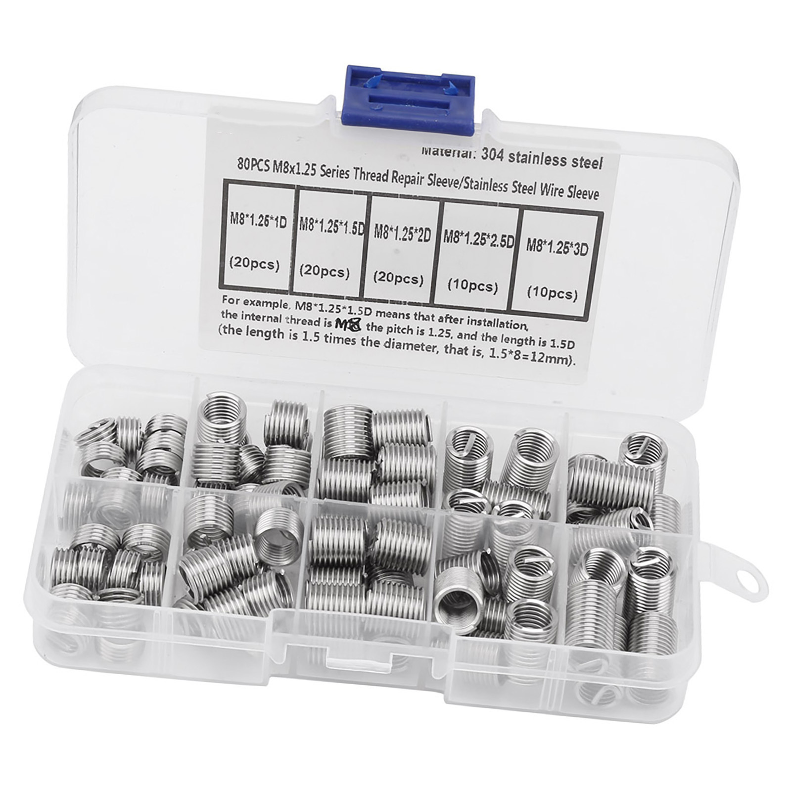 Cocosity Gewindereparatur-Einsatz, Wendel-Einsatz, Spulendraht-Einsatz, Gewinde-Einsatz, Schraubengewinde-Einsatz M8*1.25