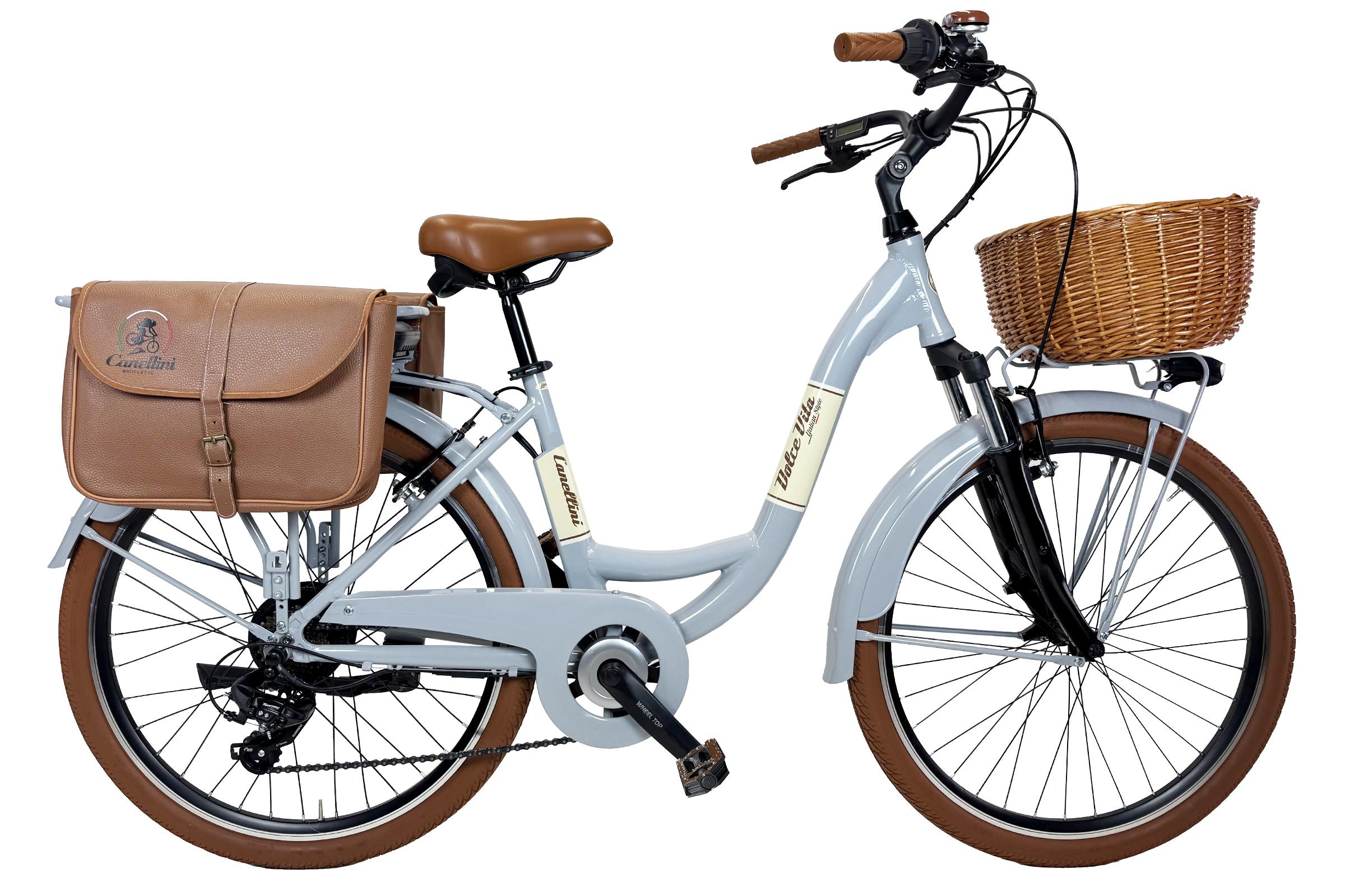 E-bike Venere Dolce Vita 26" mit Korb und Taschen - Grau