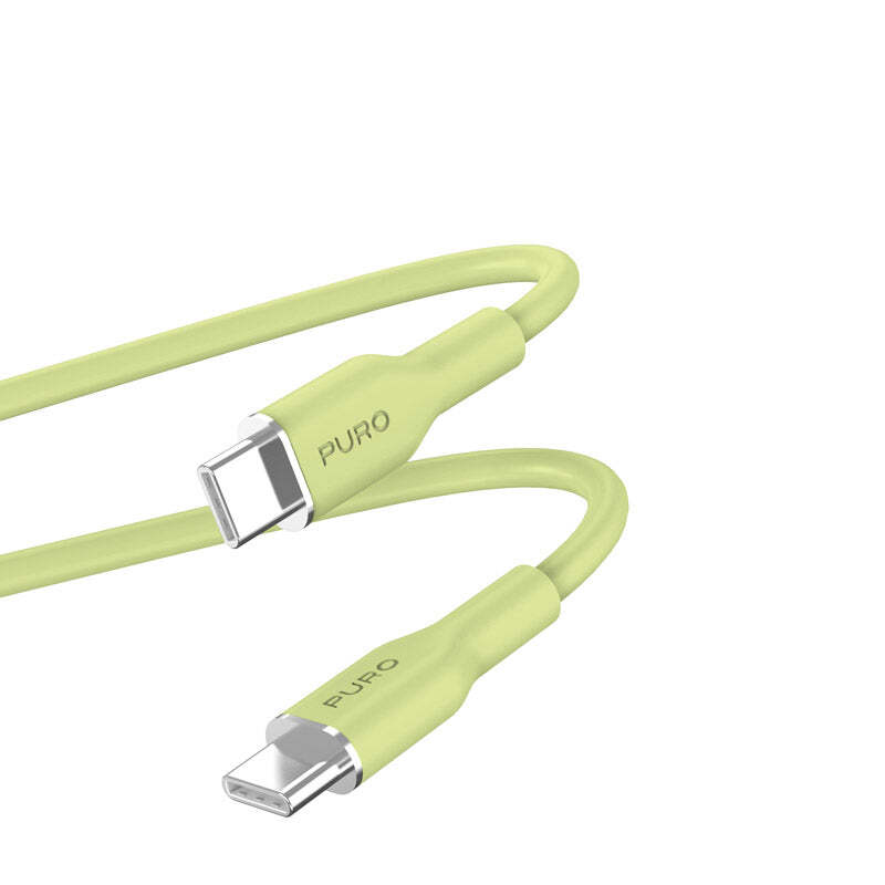 PURO ICON Soft Cable - Kábel USB-C na USB-C 1,5 m (zelený Matcha)