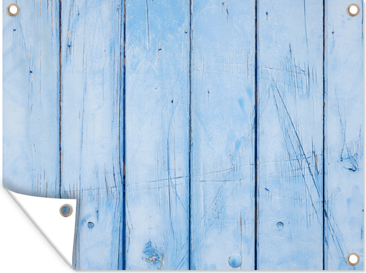 MuchoWow® 40x30 cm Outdoor-Poster Gartendeko Sichtschutz Garten Poster für den Garten Blaue Wand mit Bohlenstruktur 133|322465942