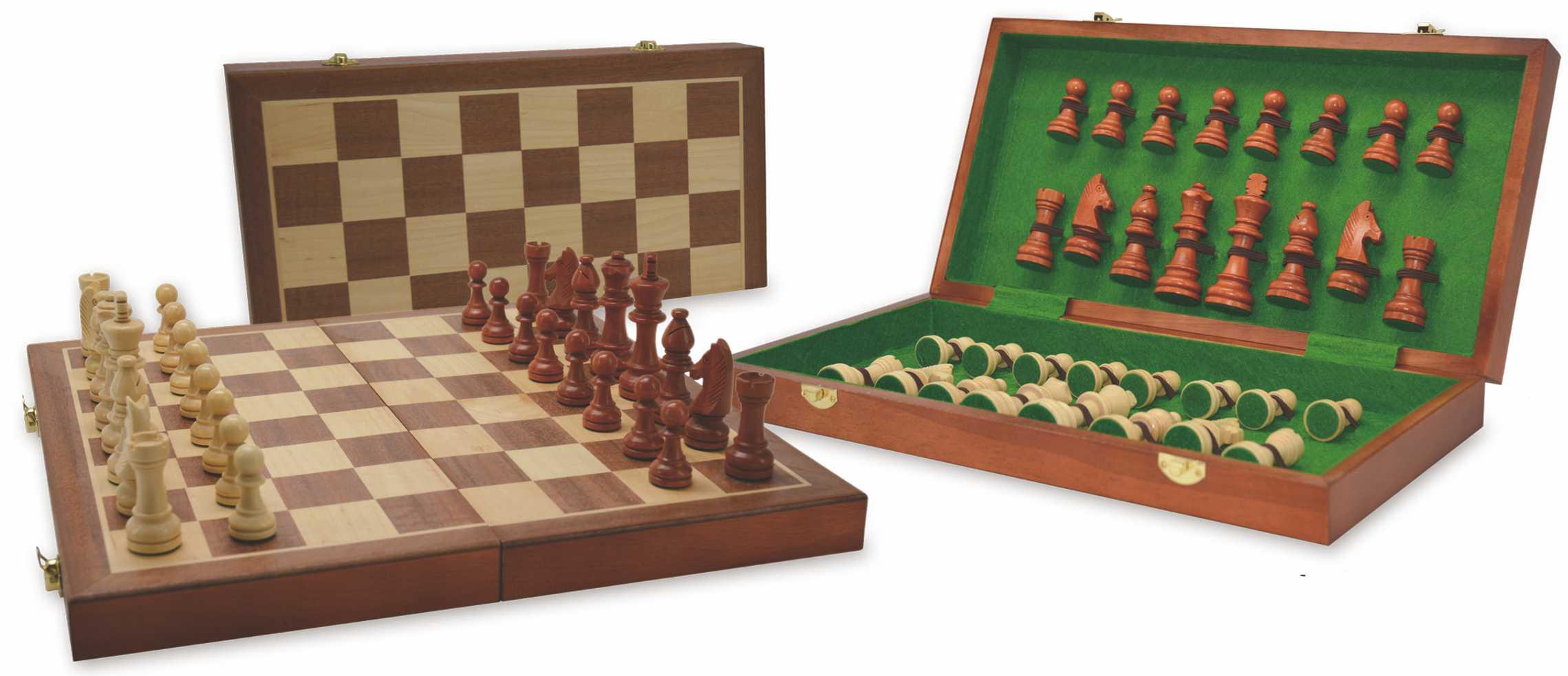 HOT Games Schach-Klappkassette Holz eingelegt 40 cm 670018
