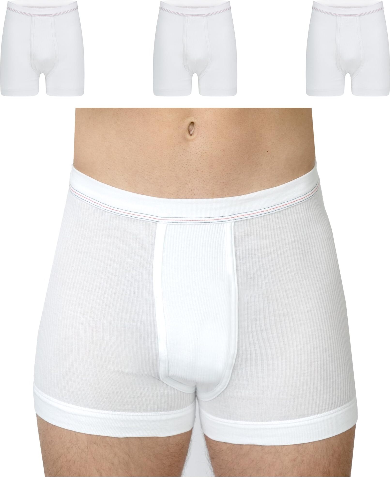 SES Doppelripp Unterhosen Herren weiß 3er Pack aus 100% Baumwolle XL/kochfeste Herren Unterhosen mit Eingriff und Weichbund/Unterhosen Männer aus hochwertigem Doppelripp