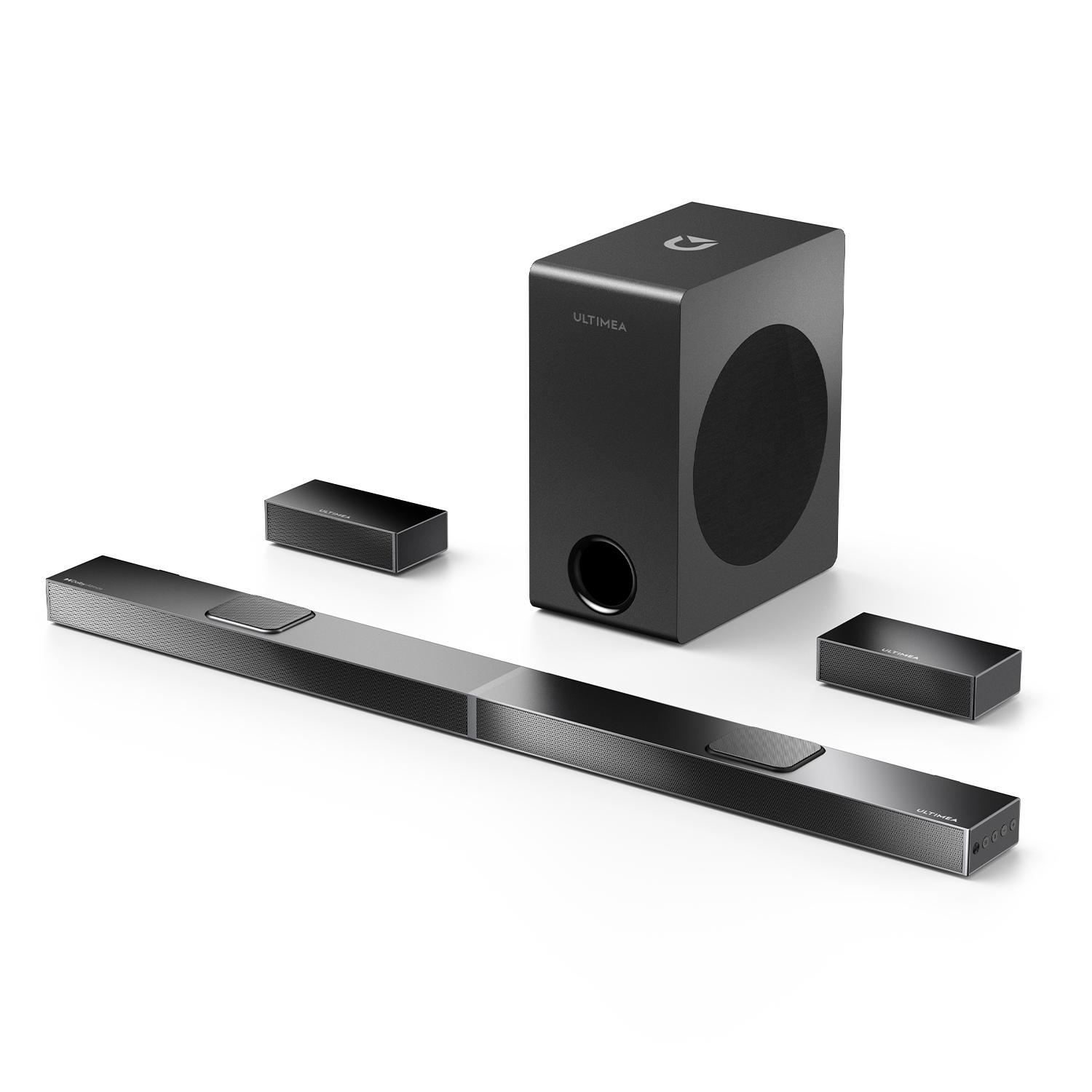 ULTIMEA 5.1.2-kanálový soundbar pre TV prijímače s Dolby Atmos, systém priestorového zvuku domáceho kina so subwooferom pre zvuk kina, HDMI/Opt/Bluetooth