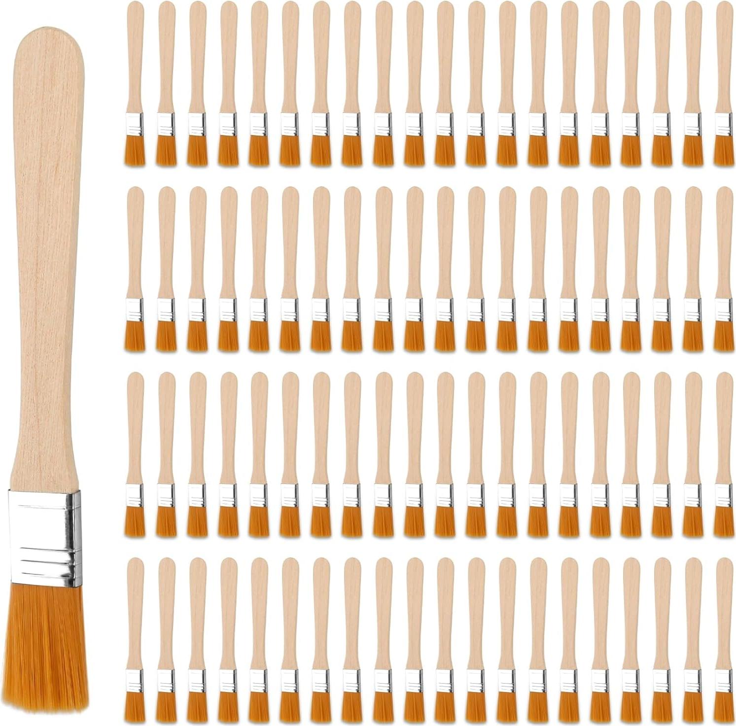 RPSTrading 40 Stück Kleine Pinsel Borstenpinsel Set 13.5cm Flachpinsel Lackierpinsel Malerpinsel Pinsel Lack Fensterpinsel mit Holzgriff für Pinsel Farben Kunst Malerbedarf Lacke Malerei DIY Streichen von Wänden 80pcs 13.5x1.4cm FF20251129A484M484