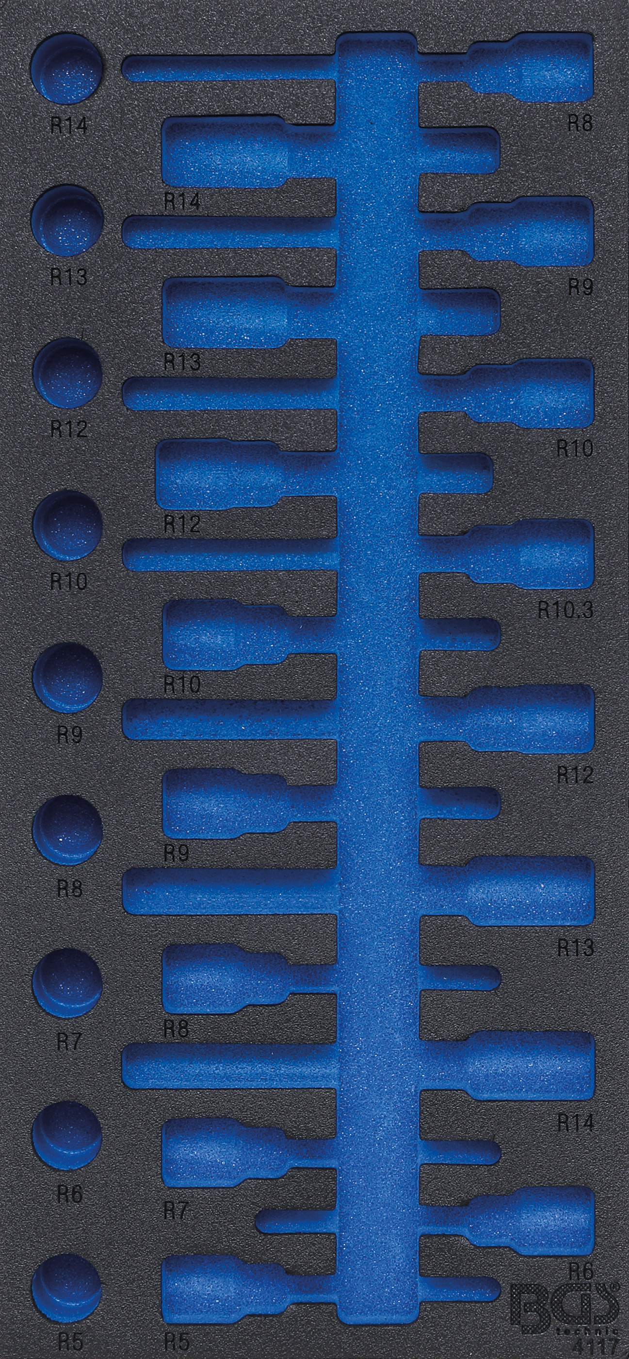BGS technic BGS 4117-1 Werkstattwageneinlage 1/3: Bit-Einsatz- Satz, leer, für Art. 4117