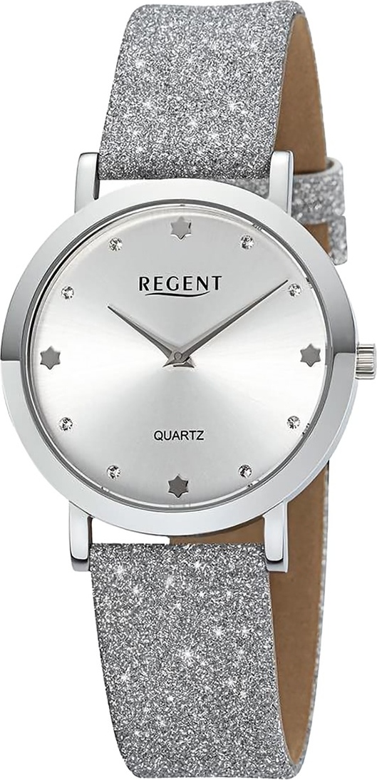 Dámske náramkové hodinky Regent s koženým remienkom strieborné D2UR2154071
