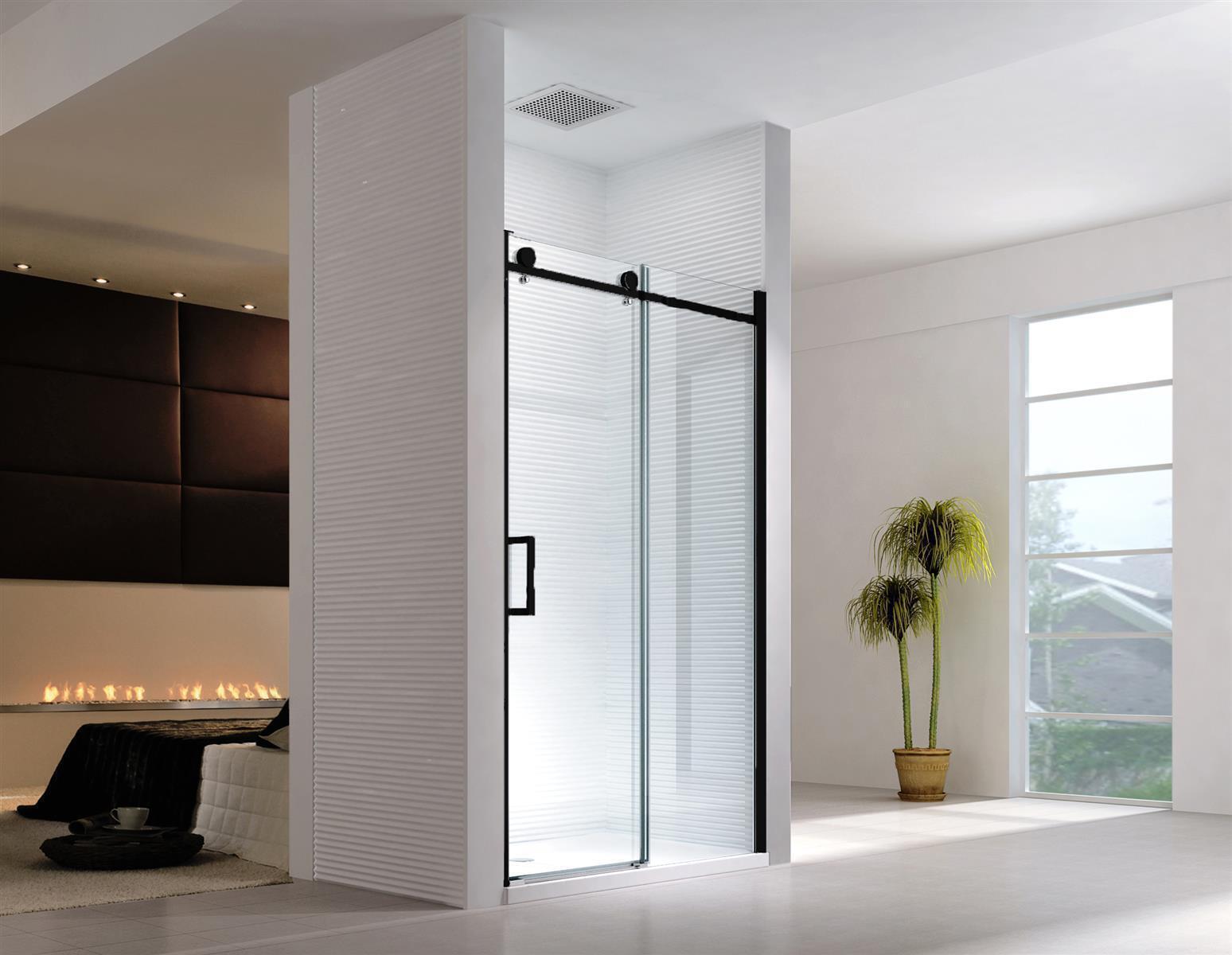 Glaszentrum Hagen 100x195 cm Schiebetür Duschtür ESG Glas GH-1802N-100-BK