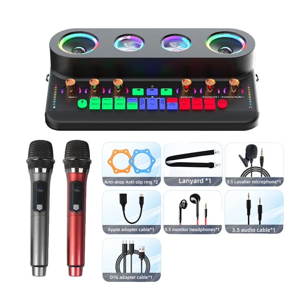 Prenosný karaoke prístroj, výkon reproduktorov 20 W, pripojenie Bluetooth 50 , typ 2 Black