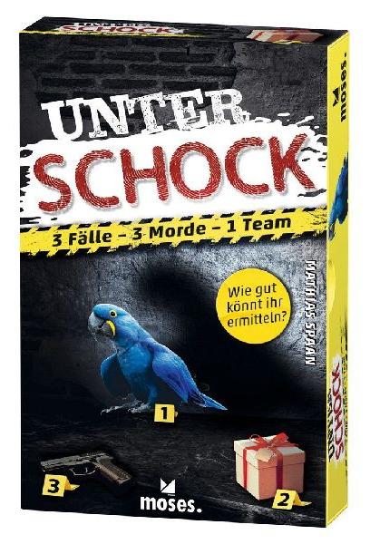 Moses Kinderbuchverlag Gm Moses Verlag Krimispiel Unter Schock – 3 Fälle, 3 Morde, 1-8 Spieler ab 14 Jahren 90142