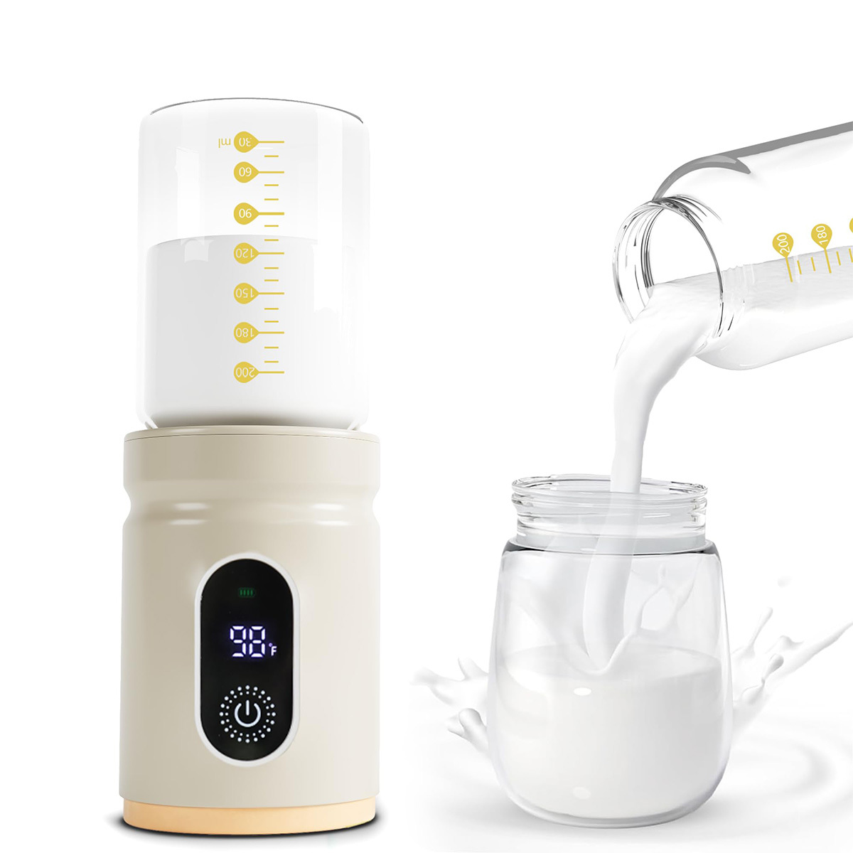 CheriBaby Tragbarer Milchwärmer – 340 Ml Kapazität, Duale Heizmodi, 12000 MAh Akku, USB-C Schnellladung, Temperaturkontrolle