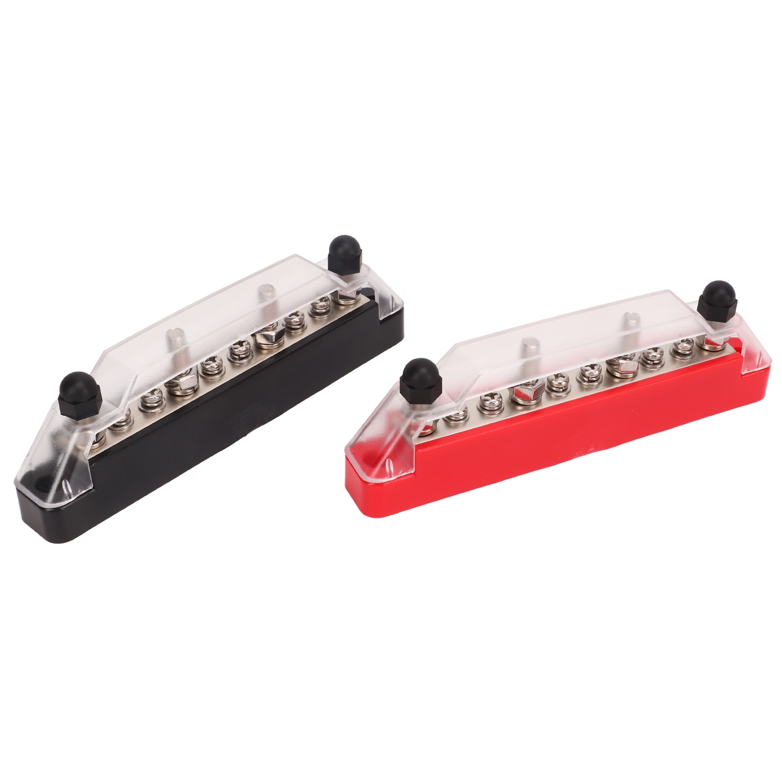 Cocosity 1 Paar Stromverteilungsblock 10 Klemmen 48V 150A M6 Bolzen M4 Schraube Stromschiene für Auto Boot 4PCS M6 Bolzen, 6PCS M4 Schraube