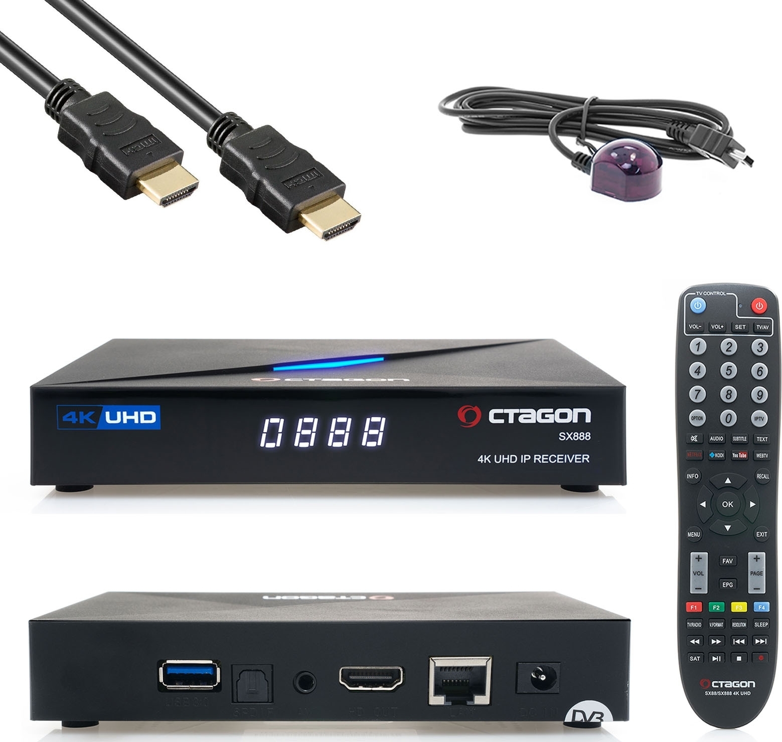 OCTAGON SX888 4K UHD IP H.265 HEVC IPTV Set-Top Box + 150 Mbits Wifi Stick